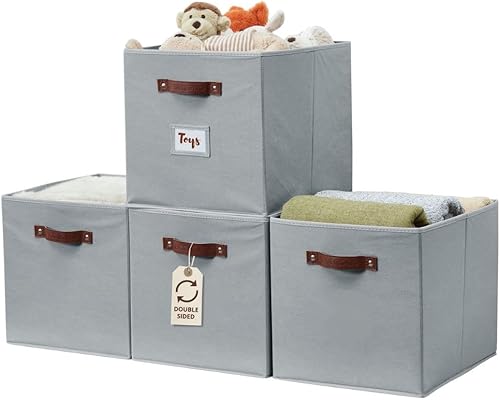 DECOMOMO Cestas de almacenamiento, cubos de almacenamiento de 13 x 15 x 13 pulgadas con etiquetas para organizar estantes, Kallax (Kallax 4 piezas,
