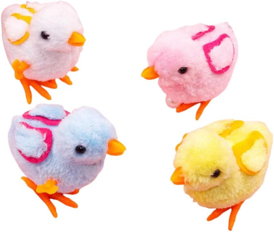 4 Pcs Wind-Up Jumping Chicks & Hopping Bunnies Toys with Wings for Kids – Easter Egg & Goody Bag Fillers, Toddler Party Favors, and Gifts