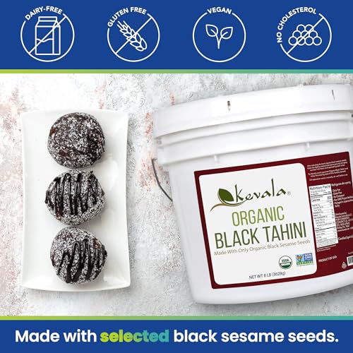 Kevala Organic Black Tahini - Gluten Free Black Roasted Sesame Spread for Sweet and Savory Dishes, Great to Mix with a Miso Paste, Bulk Size for Kitchen Pantries and Restaurant Stockrooms, 8 lb - Thumbnail 3