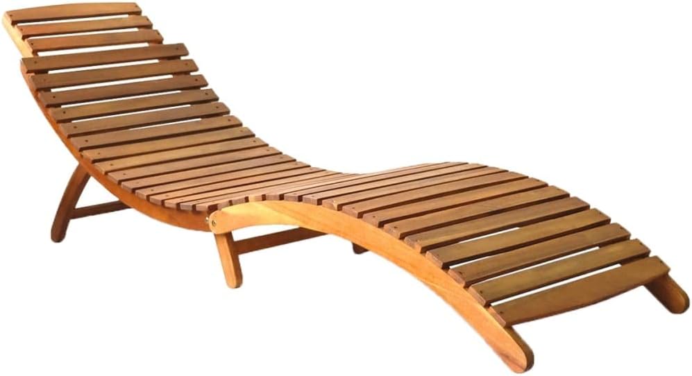 Patio Sun Lounger with Cushion,Outdoor Lounge Chairs,Sunbathing Recliner,Patio Lounge Chair,Garden Sunlounger,Sun Lounge Bed,for Beach,Patio,Backyard, Solid Acacia Wood