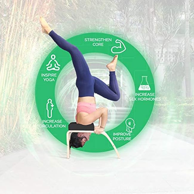 Yoga Inversion Bench Headstand Prop Upside Down Chair for Balance Training Core Strength Building Backbends Yoga Asana Practice Chair