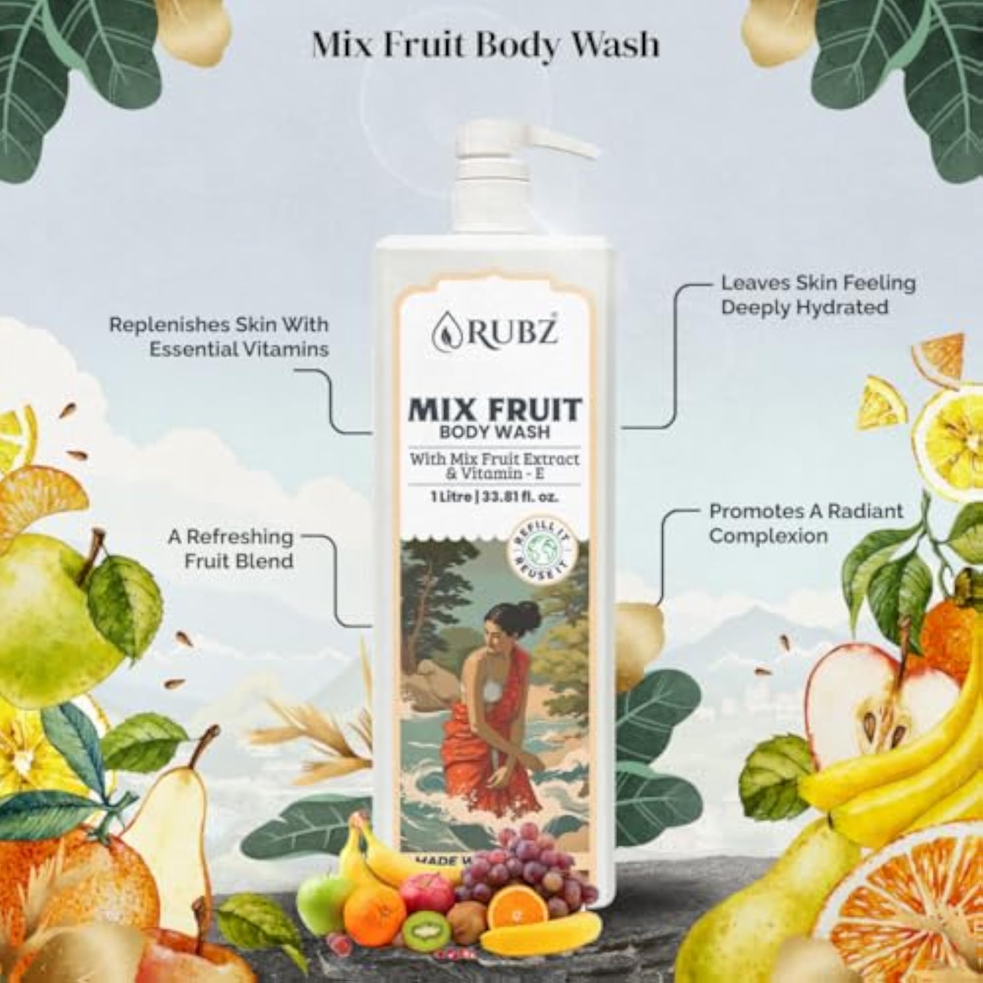 Refreshing Mix Fruit Body Wash for Healthy Skin, 5L