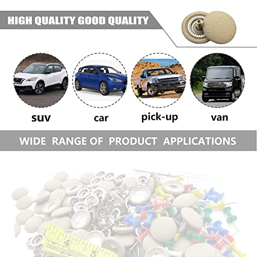60Pcs Car Roof Headliner Repair Kit, Auto Roof Snap Rivets Retainer For Interior Ceiling Cloth Fixing Repair Buckle With Installation Tool (Beige Flannelette) #TOP5