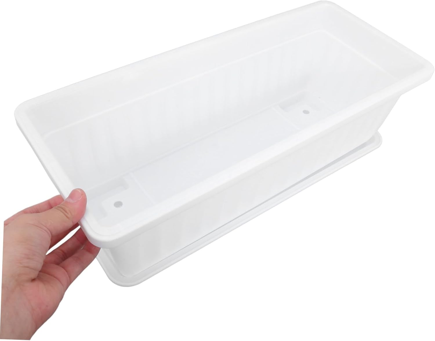 DOITOOL 2pcs Rectangular Plastic with Saucers Versatile Pots for Indoor and Outdoor Use Ideal for Vegetables and Flowers for Windowsills Patios and Gardens