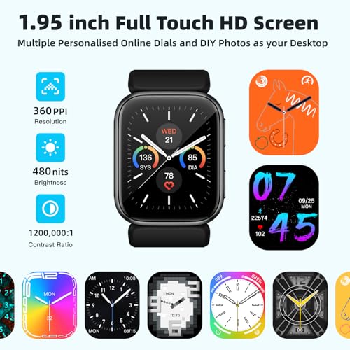 Yhe Smart Watch, 1.95 Inch Blood Pressure Smart Watches For Men Women With Patented Cuff thumb #3