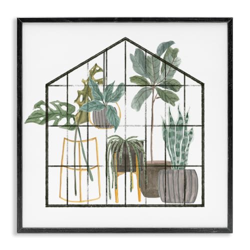 Modern Greenhouse Botanical Palm Leaves, 17 x 17 Inch Framed Giclée Print