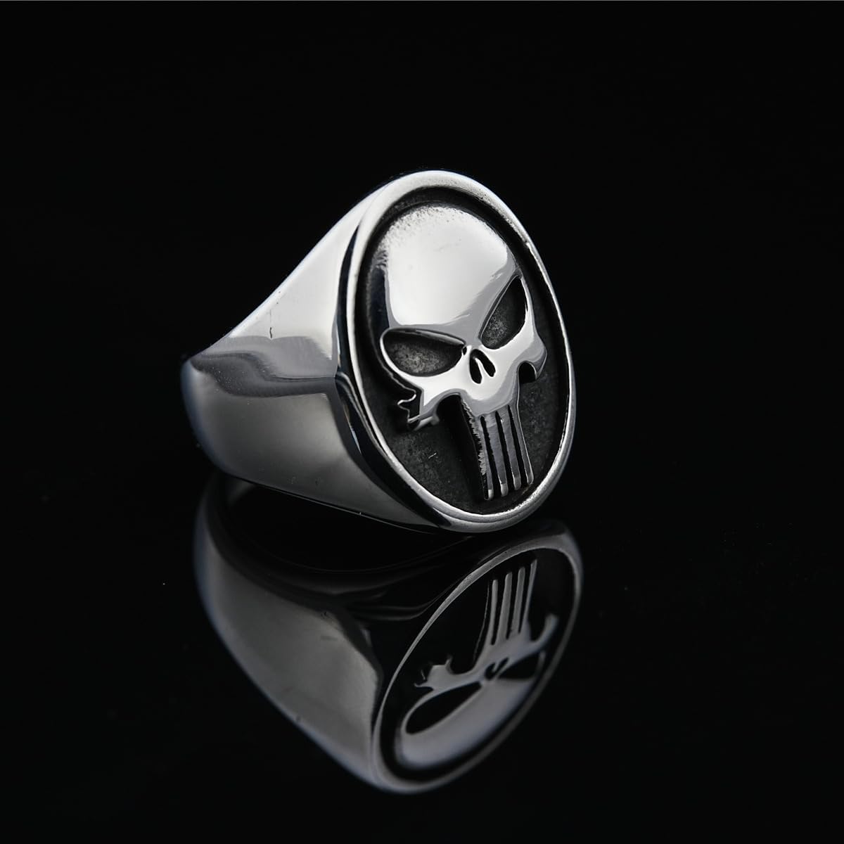 Punisher Multi Colors Skull Punk Motorcycle Biker Stainless Steel Rings US Size 7-13
