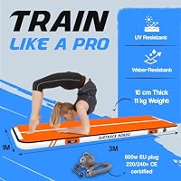 AirTrack Nordic Home 3m Special Edition Mehrfarbig mit Luftpumpe, Turnmatte Aufblasbar, für Gymnastik, Yoga - Langlebig & Einfach zu Transportieren Matte Sport, Air Track Gymnastikmatte (Koralle) – Ansicht 3