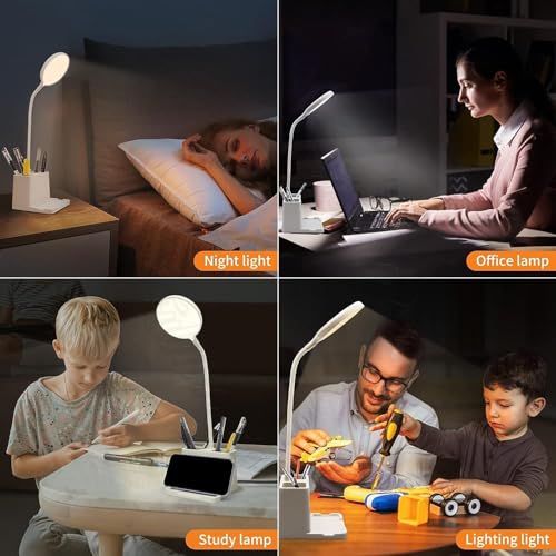 Image of Fulminare Plastic LED Desk Lamp Dimmable Table Lamp Reading Lamp with USB Charging Port 3 Colour Mode,Touch Control Eye Caring, Desk Lamp for Study, Work (Pawn)