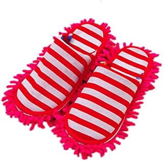 1 Pair of Multifunction Stripes Cleaning Slippers, Detachable Mopping Shoes House Floor Cleaning Mop Microfiber Sole