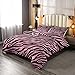 Zebra Printed Comforter for Boys Kids Girls Animals Skin Comforter Set Full Size Home Decor Soft Pink Black Stripes Bedding Set Tiger Skin All Season Bedroom Down Duvet,1 Comforter with 2 Pillowcase