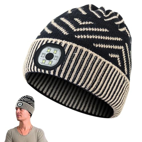 Gorro con Luz - Gorro LED De Punto Recargable, Faro con Luz Nocturna | Gorro con Luz Brillante De 3 Modos, Relleno De Medias con Linterna para Hombres, Padre, Marido, Actividades Al Aire Libre Y
