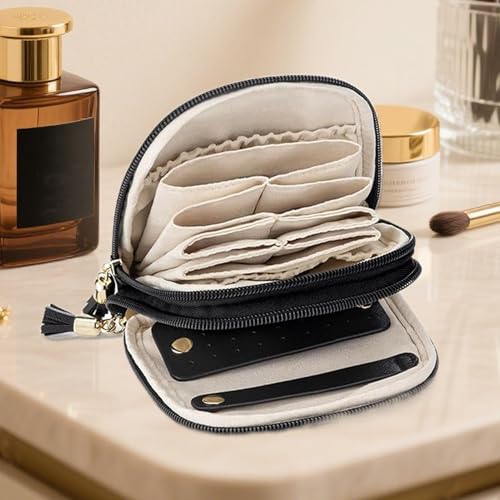 Estuche para joyería de viaje con múltiples compartimentos para collares 8