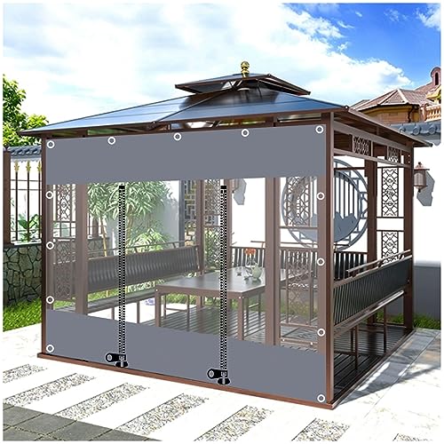 Strapazierfähige transparente Plane für den Außenbereich, wasserdicht, PVC-Pavillon-Seitenteile mit Reißverschluss, transparente Plane für Pergola, Terrasse, Veranda, Carport, 4,5 x 2,3 m