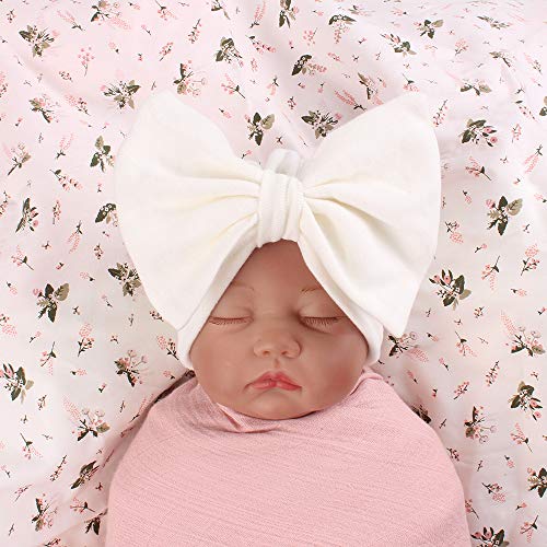 PESAAT Baby Girl Turban Newborn Hats Spring Cotton Newborn Beanies for Girls 0-6 Months4