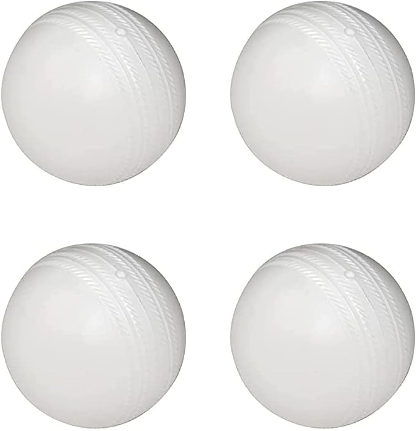 80 gm Heavy Plastic Cricket Training White Balls for Indoor and Outdoor Cricket Game (Pack of 4)