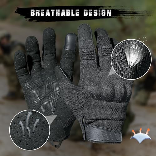 Image of WTACTFUL Touch Screen Breathable Tactical Full Finger Gloves for Men | Airsoft Paintball MTB Bike Cycling Cross-Country Motorbike ATV Hunting Hiking Riding Driving Work Outdoor Sports