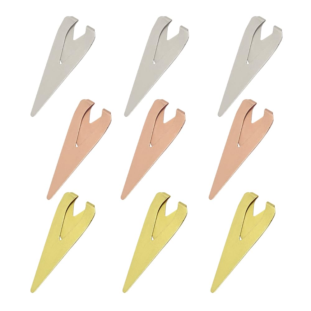 UMCHU 9 Pcs Marcapáginas de metal,Marcapáginas de corazón con forma de esqueleto,Clip marcapáginas,para profesores,estudiantes,amantes de los libros(Oro,Naranja,Plata)