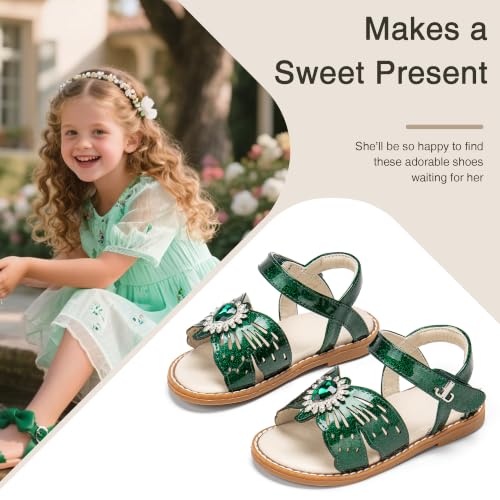 Image of THEE BRON Toddler Girls Sandals Wedding Flower Girl Dress Shoes Open Toe Flats