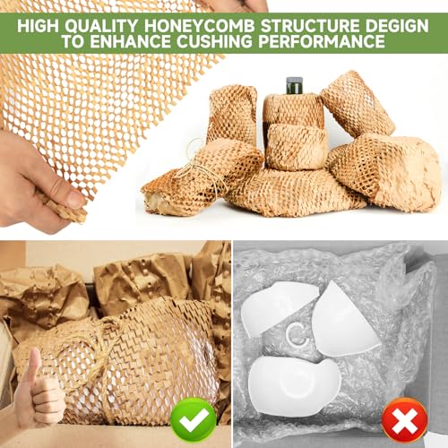 Honeycomb-Packing-Paper-Wrap-15x328-Substitute-Alternative-for-Bubble-Cushioning-Wrap-for-Moving-Shipping-Packaging-Recyclable-Moving-Supplies-with-48-Fragile-Sticker-Labels
