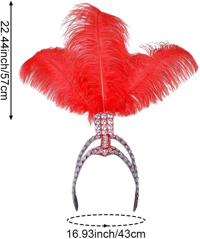 Carnival Feather Headpiece Showgirl Headband Women's Feather Headband 1920s Headband Mardi Gras Party Headwear Costume Accessory