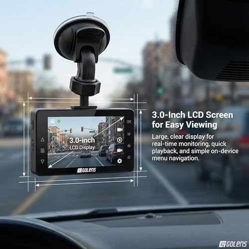 Image of Golens Anytek A10 Dual Dash Cam for Car | 1080P Front & 720P Rear Camera | Night Vision | 150 Wide Angle | WiFi App Control | Motion Detection | Loop Recording | 24H Parking Monitor