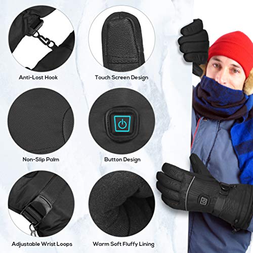 CLISPEED Winter Heated Gloves 3 Levels Temperature Control Hand Warmers Touch Screen Thermal Gloves for Skiing Cycling… - Image 6
