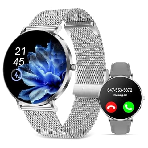 ENUOSUMA Smart Watch (Answer/Make Calls),1.32’’ AMOLED Smart Watches for Women Men 100+ Sport Modes Fitness Watch with Blood Pressure/Sleep/Heart Rate Monitor,IP68 Waterproof Smartwatch (Silver) Cover