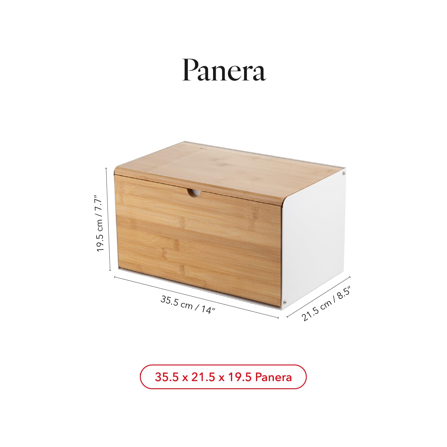 FLORINA Panera BRUSTO 35,5 x 21,5 x 19,5 cm I Acero con Tapa de Bambú I Panera Espaciosa y Moderna I Conservación de Pan Más Fresco I Contenedor de Pan para Cocina I Color: Blanco