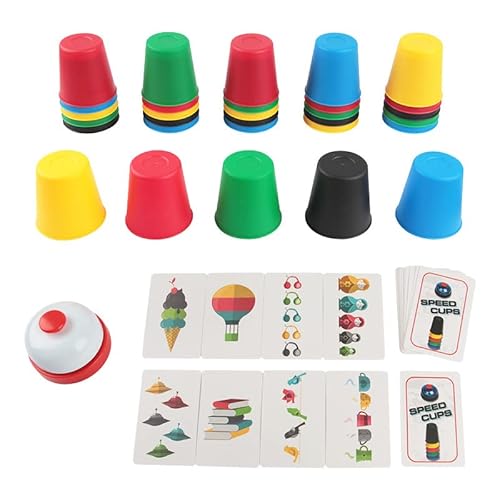 Landor Quick Cups, Quick Cups Games For Kids,Classic Stacking Cup Game For Kids Flying Stack Cup Parent-Child Interactive Game With 24 Picture Cards, 30 Cups #TOP6
