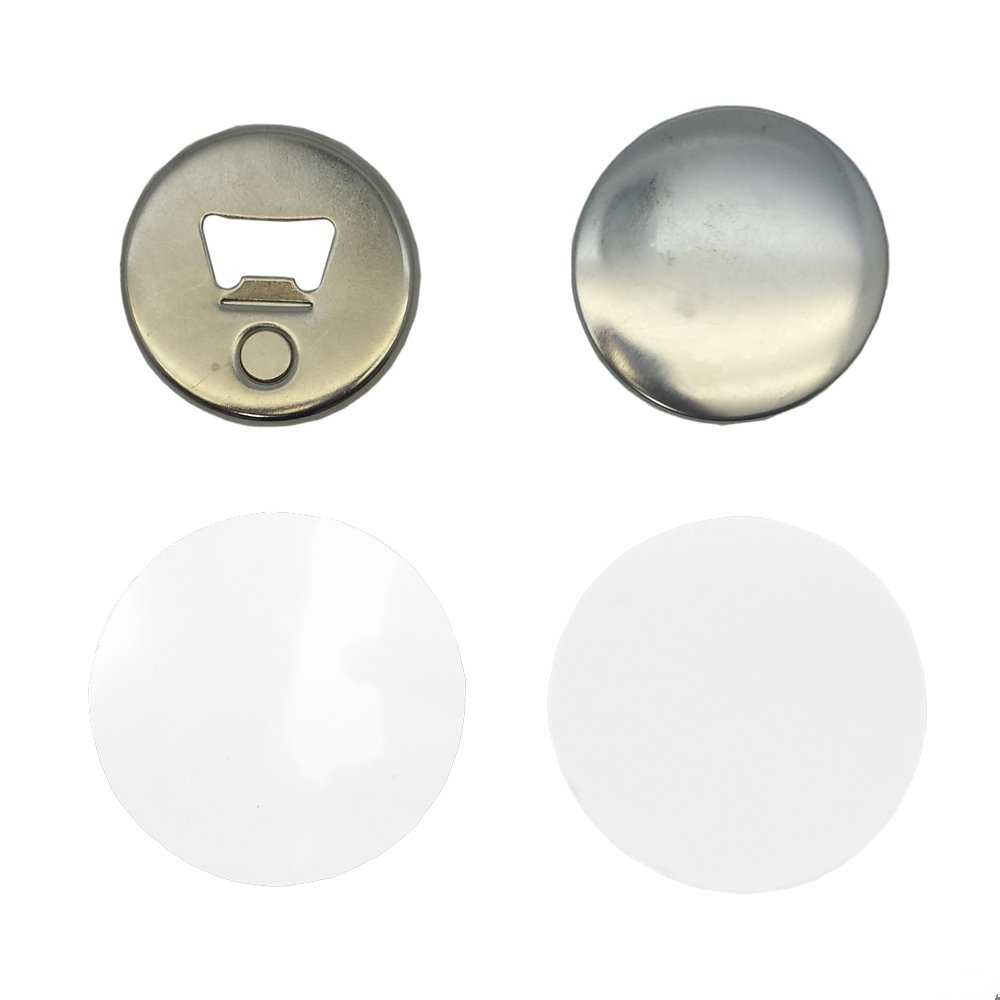 Longforte Pack of 100 Blank 58mm Bottle Opener Badge Components with Magnet