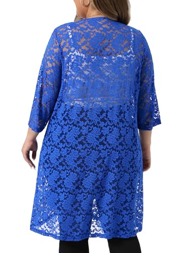 Image of Agnes Orinda Plus Size Cardigans for Women Lace Cardigan Lightweight Crochet 3 /4 Sleeve Cover Up Jacket
