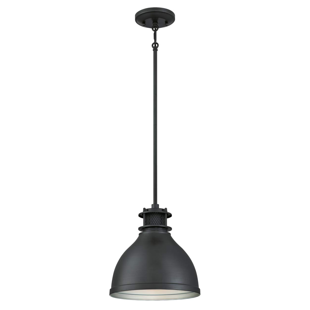 Westinghouse Lighting Einflammige Pendelleuchte, Ausführung mattgebürstete Gun-Metall mit Gitterschirm, Glas, 1 W, Matt gebürstetes, 25 x 25 x 109 cm, 6326840