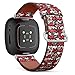 CJBROES Replacement Leather Watch Band, Compatible with Fitbit Versa 3 and Fitbit Sense of Wristband Bracelet Accessory - Dia de Los Muertos Day
