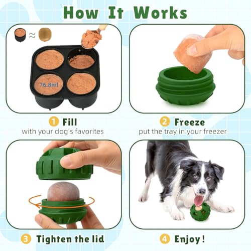 Image of Dog Chew Toys for Aggressive Chewers Large Medium Breeds, Puzzle Toys Interactive Treat Dispensing Slow Feeder Indestructible Durable Safe Rubber Teeth Clean Toys (Green Small)