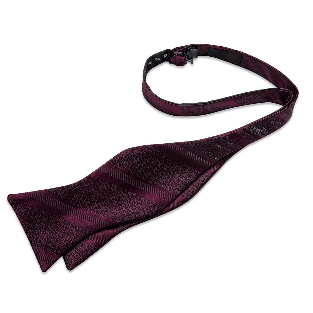JFDBGU Bowties for Man Official Wedding Party Burgundy Men's Bow Ties Hanky Cufflins Set Silk Gift