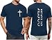 Christian Shirts for Men The Way The Truth The Life Faith T-Shirt Jesus Cross Casual Crew Neck Short Sleeve Tops Blue