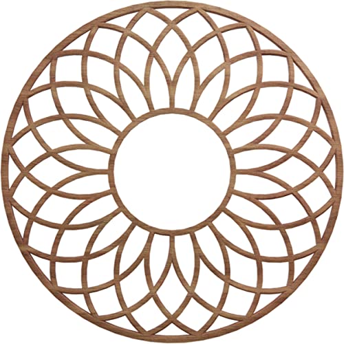 Image of Ekena Millwork 18 inchOD x 6 1 /8 inchID x 3 /8 inchT Cannes Wood Fretwork Pierced Ceiling Medallion, Walnut