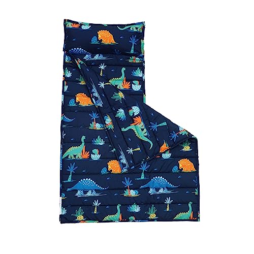david’s kids Toddler Nap Mat Set with Removable Pillow, Ultra Soft Slumber Bags for Boys，Perfect for Preschool, Daycare, Kids Sleeping Bags with Rollup Design, 50″x20″, Dinosaur