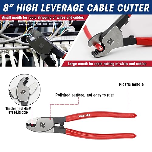 RIZOM 3-Piece Bolt Cutter Pliers Set, 14\" Heavy Duty Bolt Cutter, 8\" Mini Bolt Cutter, 8\" Wire Cable Cutter with Carrying Bag, Cr-V Blade for Cutting Locks, Steel Wire, Barbed Wire, Chains