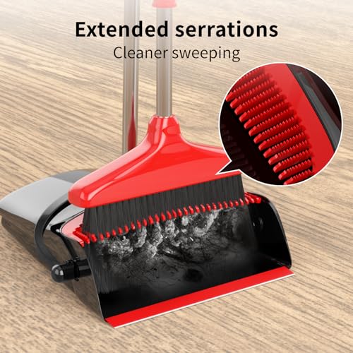 Kocotong KO-002 Broom With Dustpan Combo Set 54 Inch Long Handle Adjustable Length Stainless Steel Broomstick Standing Dust Pan And Broom Set thumb #3