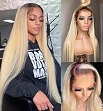 Smartinnov Ombre Blonde Lace Front Wig 26 Inch with Black Root Human Hair 1B613 Pre Plucked Brazilian Virgin Hair 150% Density 13x4 HD Transparent Lace Frontal Wigs Bleached Knots for Women