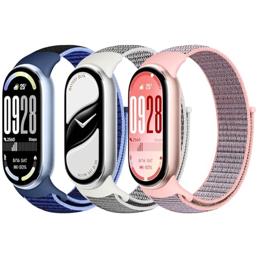 Image of Nylon Sport Band Compatible with Xiaomi Smart Band 10 /9 /8 for Women Men, Soft Adjustable Breathable Sport Loop Watch Strap Replacement Wristband for Xiaomi Mi Band 10 /9 /8, 3pcs