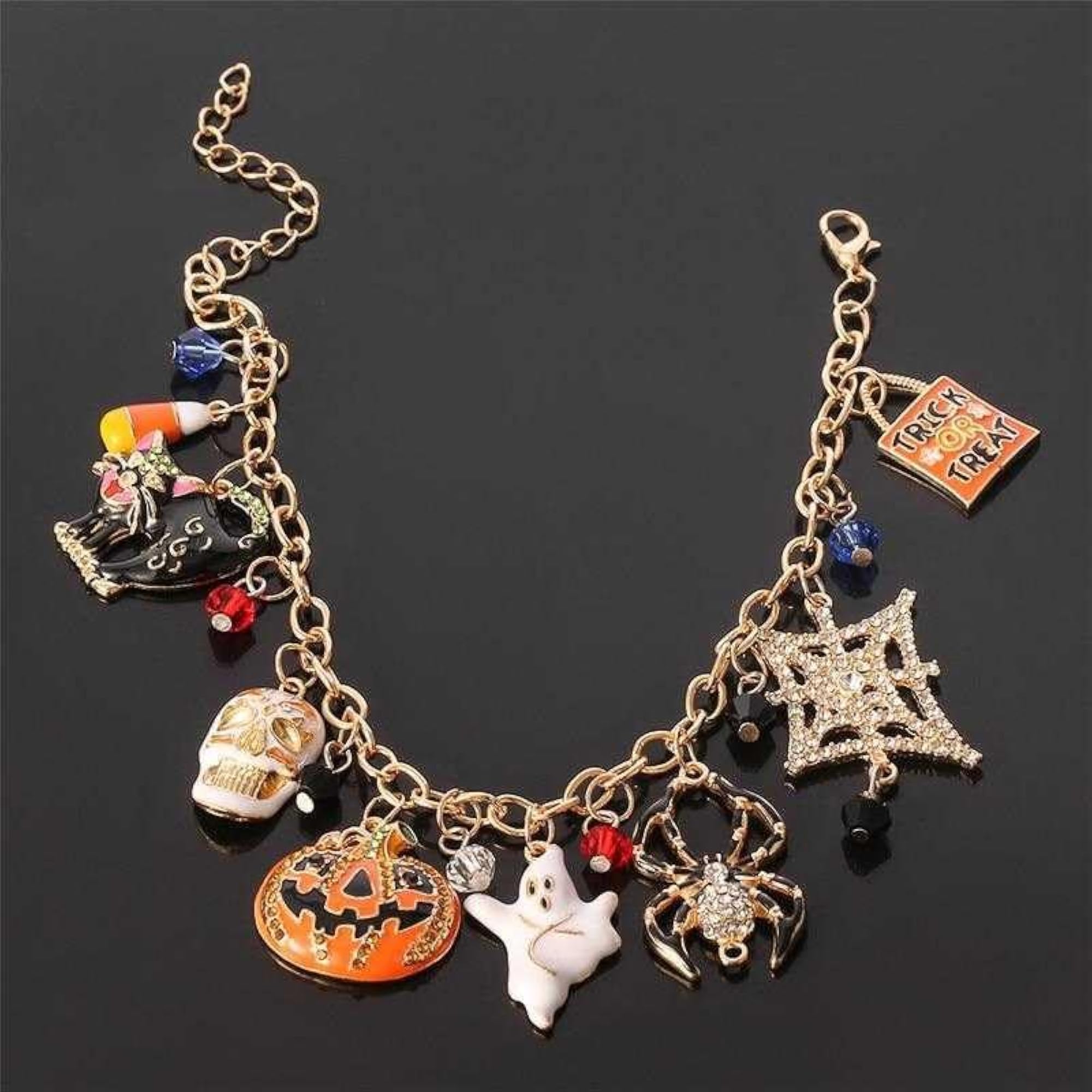 Halloween Spooky Charms Bracelet Gold