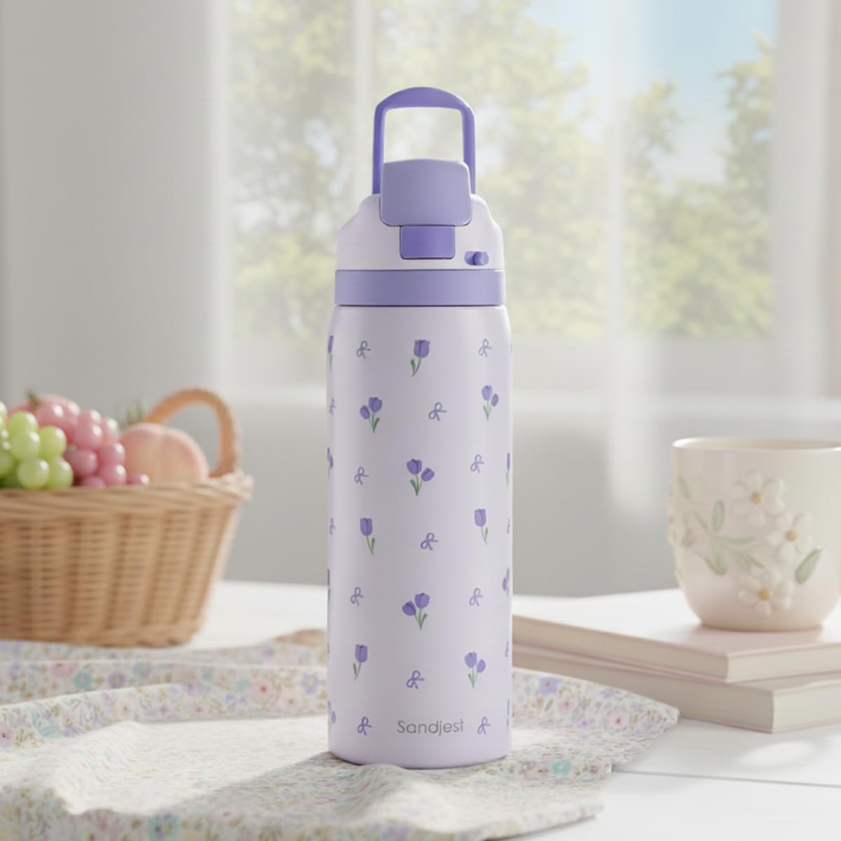Tulip Insulated Stainless Steel Water Bottle with Straw for Sports and Travel, 32oz, Gifts for Women Girls Friends Teens Birthday Christmas (Purple) - Image 7