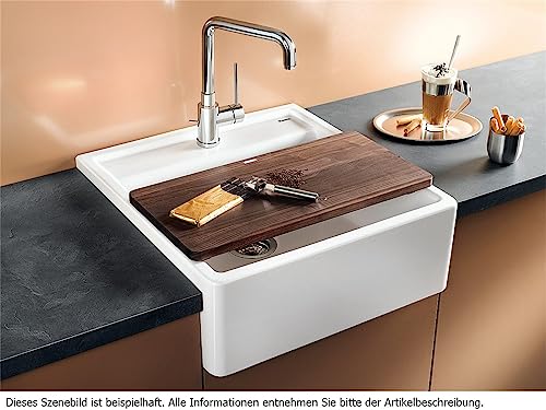 BLANCO PANOR 60 | Keramik kristallweiß glänzend | Einbauart: Einbau von Oben | für 60 cm breite Unterschränke | Großes Beckenvolumen | Reinigungsfreundliche Öberfläche | eine Bohrung