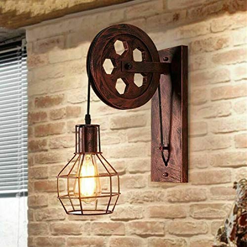 TOHMLAPE E27 Vintage Retro Eisen Wandlampe Wandleuchte Retro Vintage Antik Industrille Wandleuchter Flurlampe Industrielampe Rolle nnen Landhausstil Wand Lampe Cover