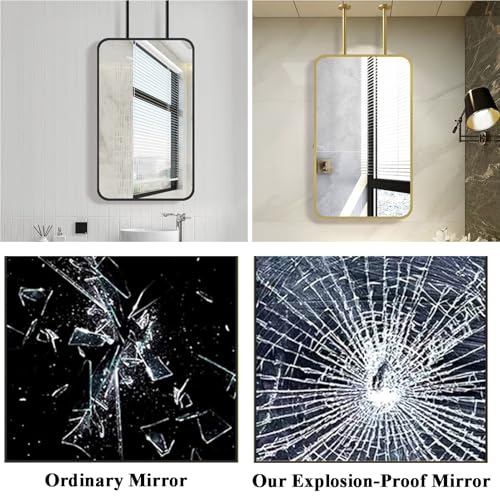 Miroir suspendu plafond en métal doré d'exception 60x90cm - 7