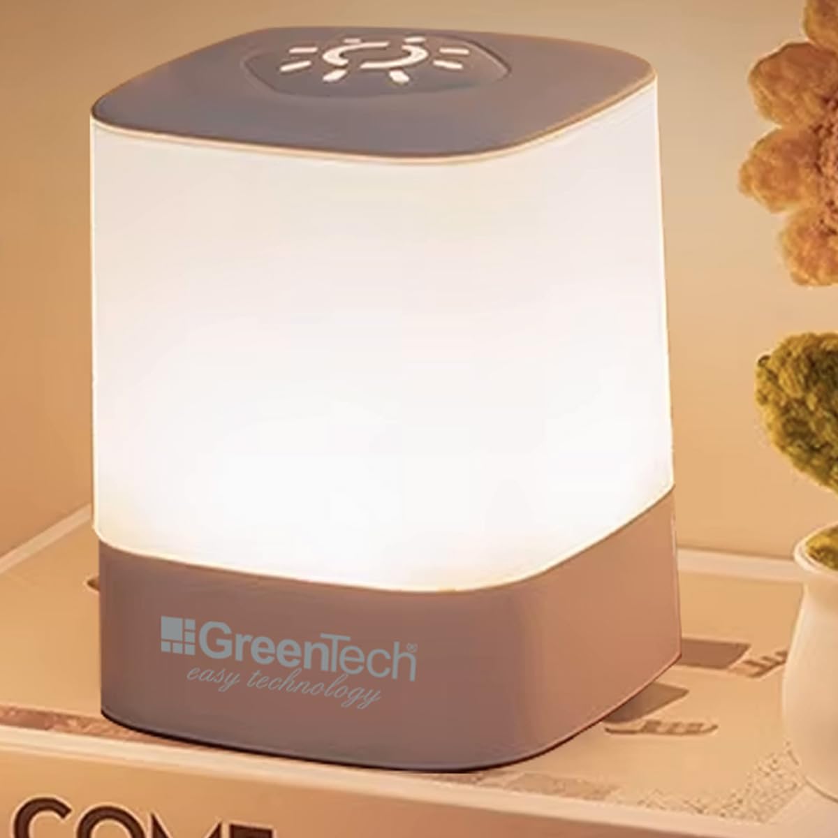 GreenTech Şarjlı Gece Lambası Dokunmatik Kare, Beyaz, 11 cm, GT-CL09 | Kısılabilir LED Masa…