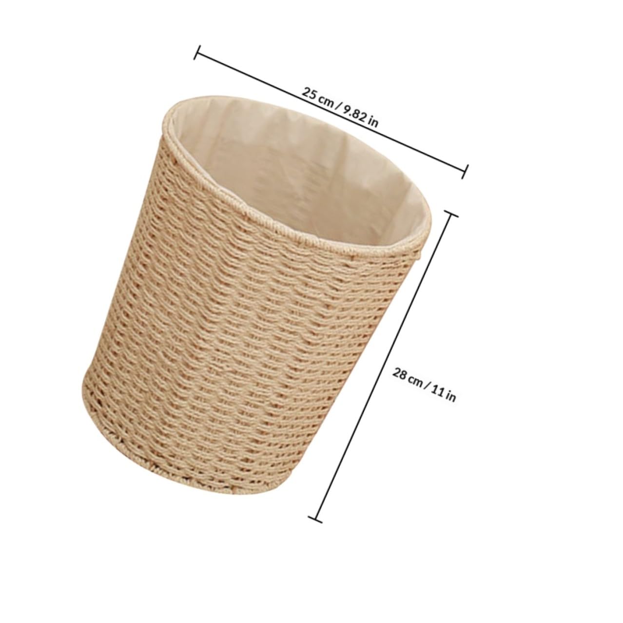 HOMSFOU Papierkorb Geflochten aus Rattan Leichter und Stabiler Aufbewahrungskorb fürs Wohnzimmer mit Schlichtem Design und Umweltfreundlichem Material Zufälliger Stil